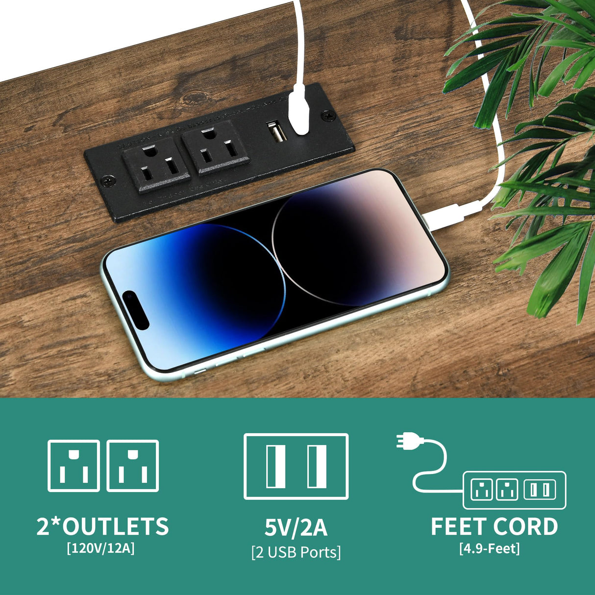 YITAHOME Farmhouse Nightstand with Charging Station, 2 Drawers Night Stand for Bedroom, LED End Table Side Table w/Open Shelf, Set of 2, Off White+Walnut Grain YITAHOME