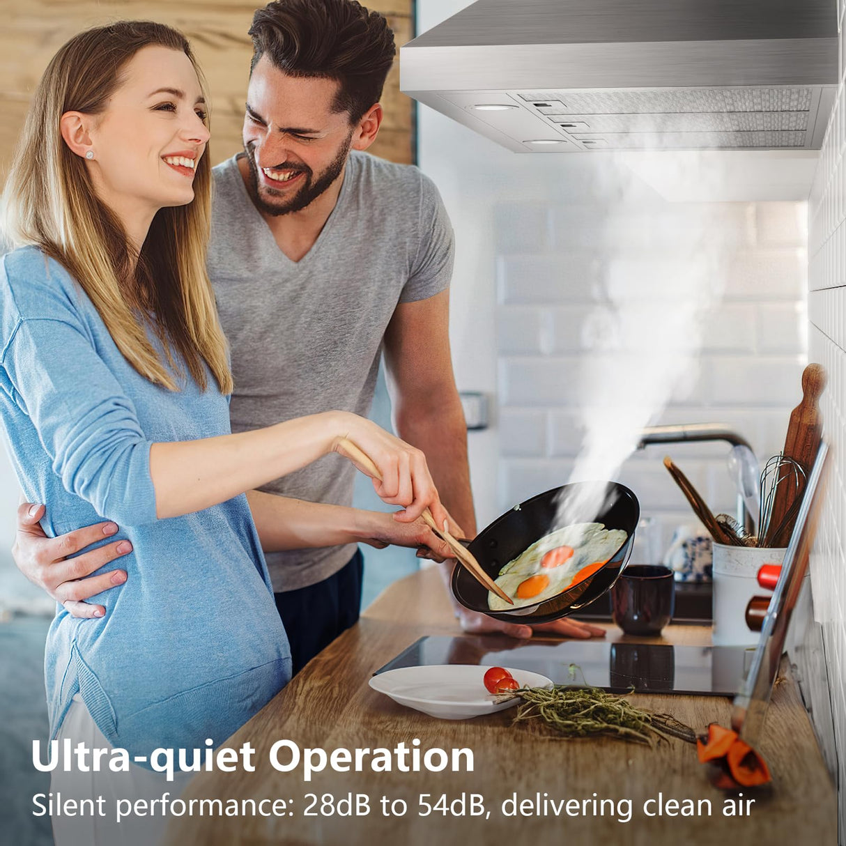 HisoHu Wall Mount Range Hood 30 Inch,Ductless/Ducted Convertible, 780 CFM Kitchen Vent Hood, Stainless Steel Mesh Filters,4 Speed Gesture Sensing&Touch Control Panel, Stainless Steel Kitchen Vent HisoHu