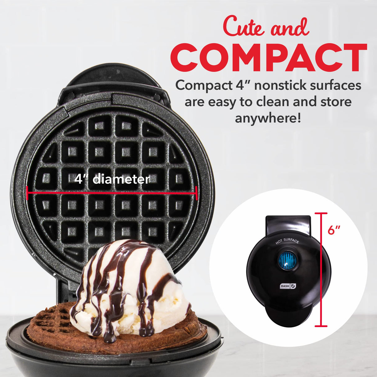 DASH Mini Maker Waffle Maker + Griddle, 2-Pack Griddle + Waffle Iron - Black DASH