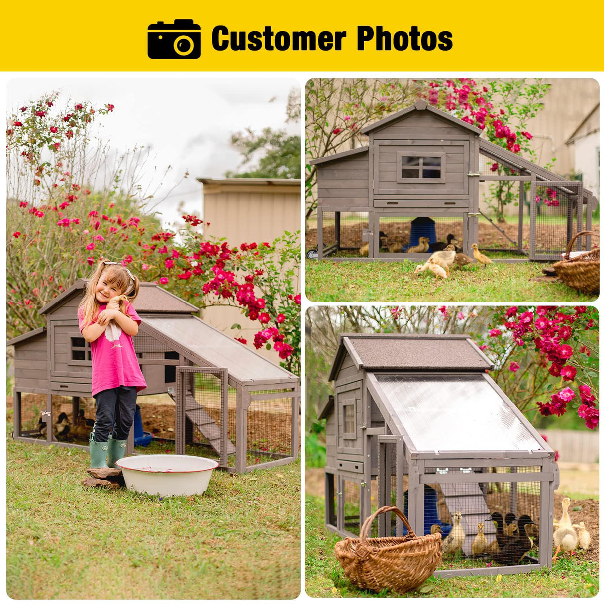 Aivituvin Chicken Coop Mobile Hen Coop, Large Poultry Cage with Wheels Outdoor Backyard Chicken House Aivituvin