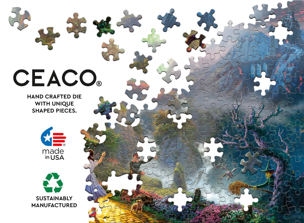 Ceaco - Thomas Kinkade - The Wizard of Oz - Dorothy Discovers Emerald City - 750 Piece Glitter Jigsaw Puzzle Ceaco