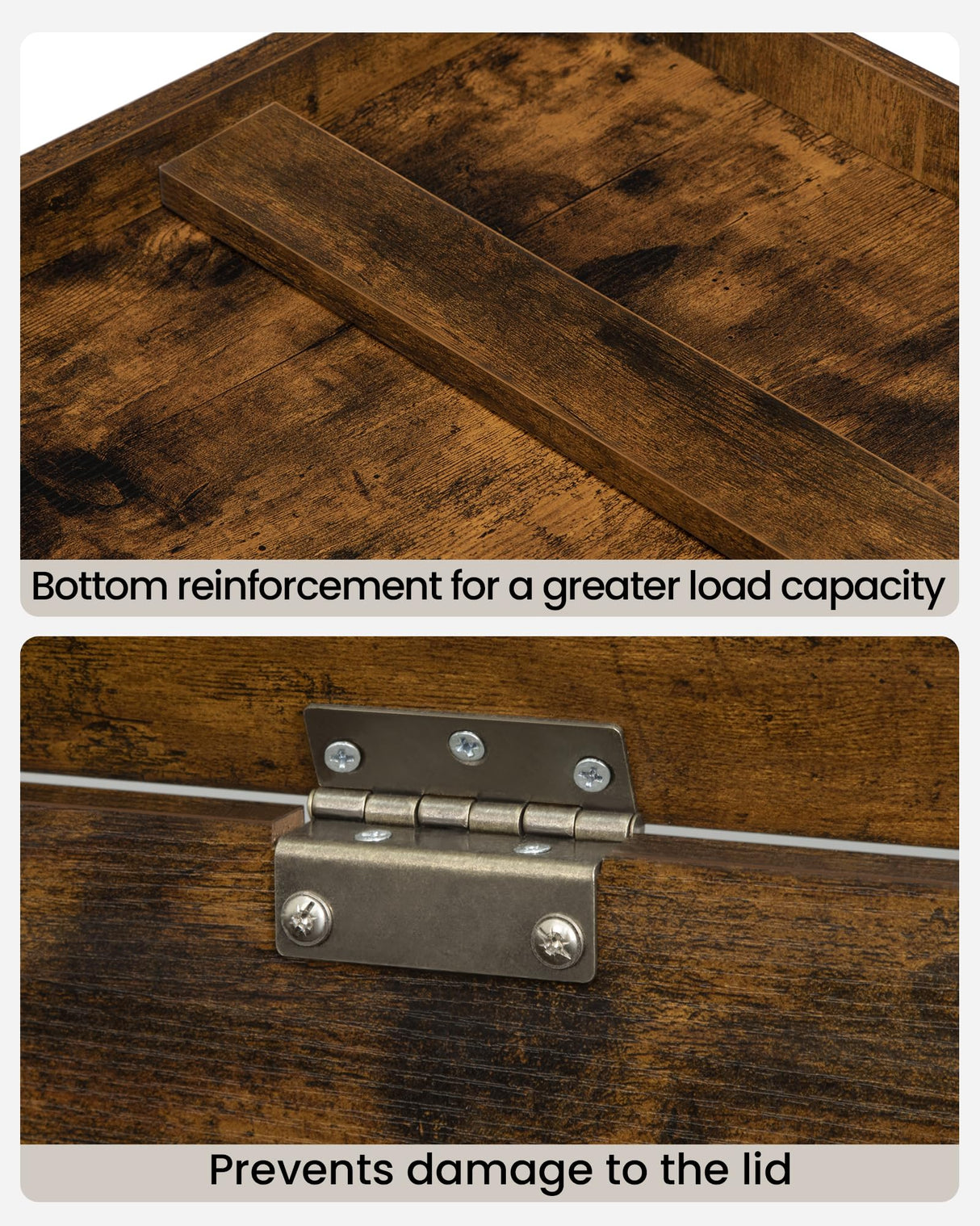 Hzuaneri 39.4" Storage Bench, Storage Chest, Lift-Top Storage Trunk with 2 Safety Hinges, Wooden Storage Box Chest Organizer for Bedroom, Entryway, Living Room, Rustic Brown SB04501X Hzuaneri