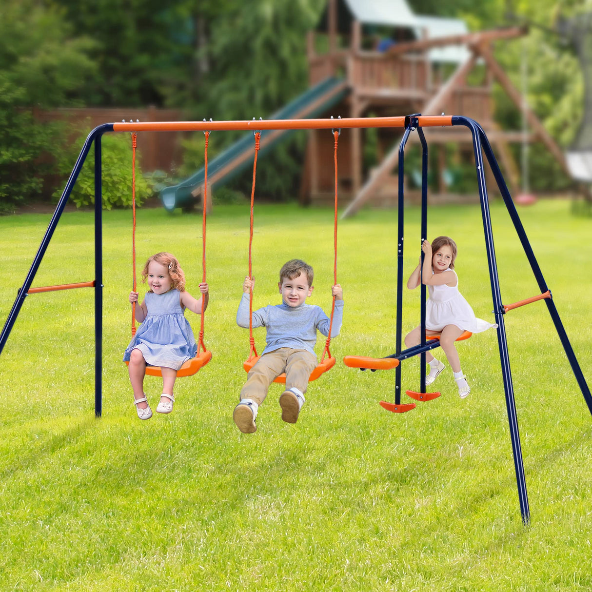 Outdoor Swing Sets for Backyard, 440lbs Load Capacity Swing Stand with 2 Seats and 1 Glider, Heavy Duty A-Frame Metal Outdoor Swing Set for Kids Nova Microdermabrasion