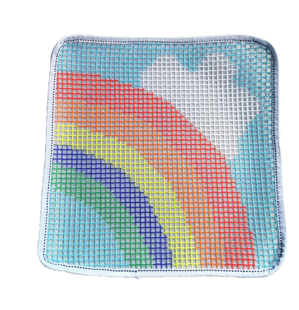 Latch Hook Kits Little Rug for Kids Rainbow and White Cloud Color Printed Canvas DIY Handmade Carpet Crochet Yarn Embroidery Needlework Hook Latch Kit Rug Cover Children Handicraft 30x30cm WoodArtSupply