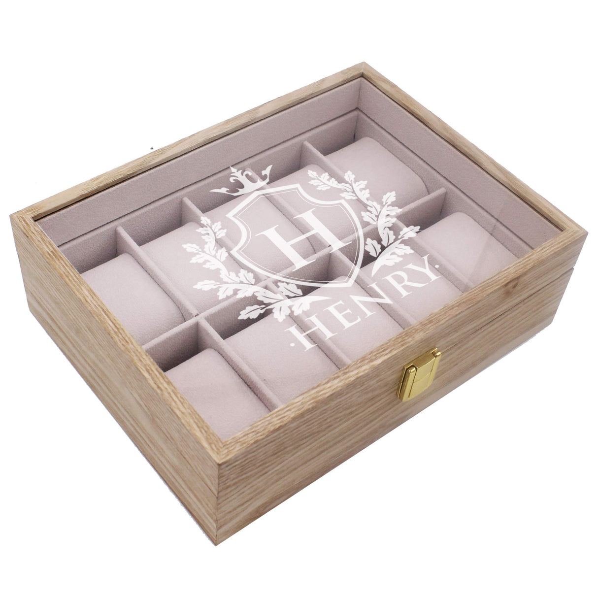 My Personal Memories Custom Personalized Watch Storage Box Glass Display Case for Men, Him, Husband - Engraved and Monogrammed (Distressed Wood) My Personal Memories