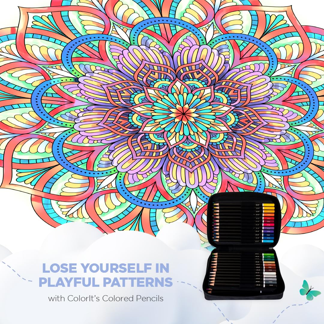 ColorIt Mandalas to Color, Volume VIII Adult Coloring Book 50 Floral and Geometric Mandala Patterns and Designs, Spiral Binding, USA Printed, Lay Flat Hardback Book Cover, Ink Blotter ColorIt