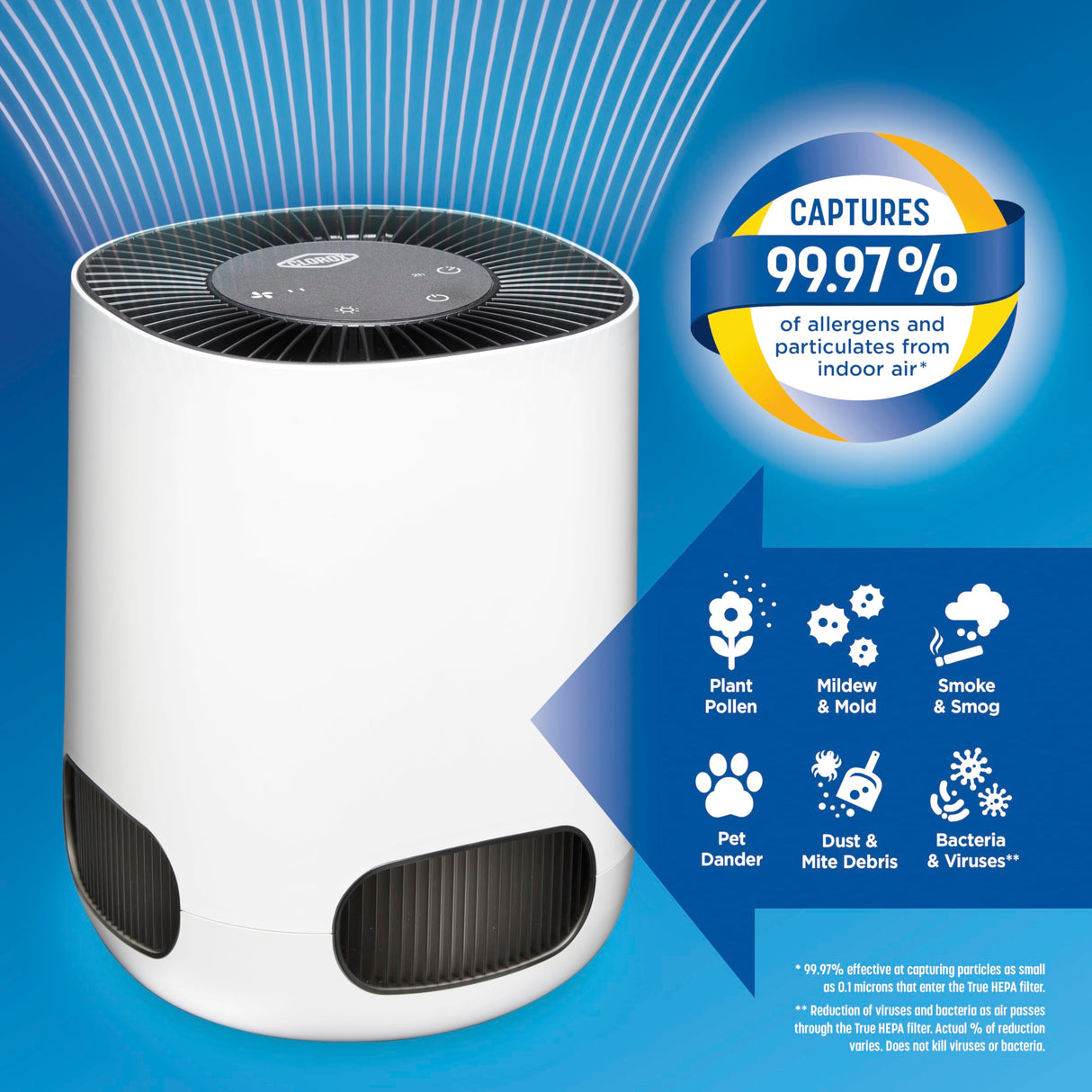 Clorox Air Purifiers for Bedroom Home, True HEPA Filter, Small Rooms Up to 200 Sq Ft, Removes 99.9% of Mold, Viruses, Wildfire Smoke, Allergens, Pet Allergies, Dust, AUTO Mode, Whisper Quiet Clorox Home Appliances