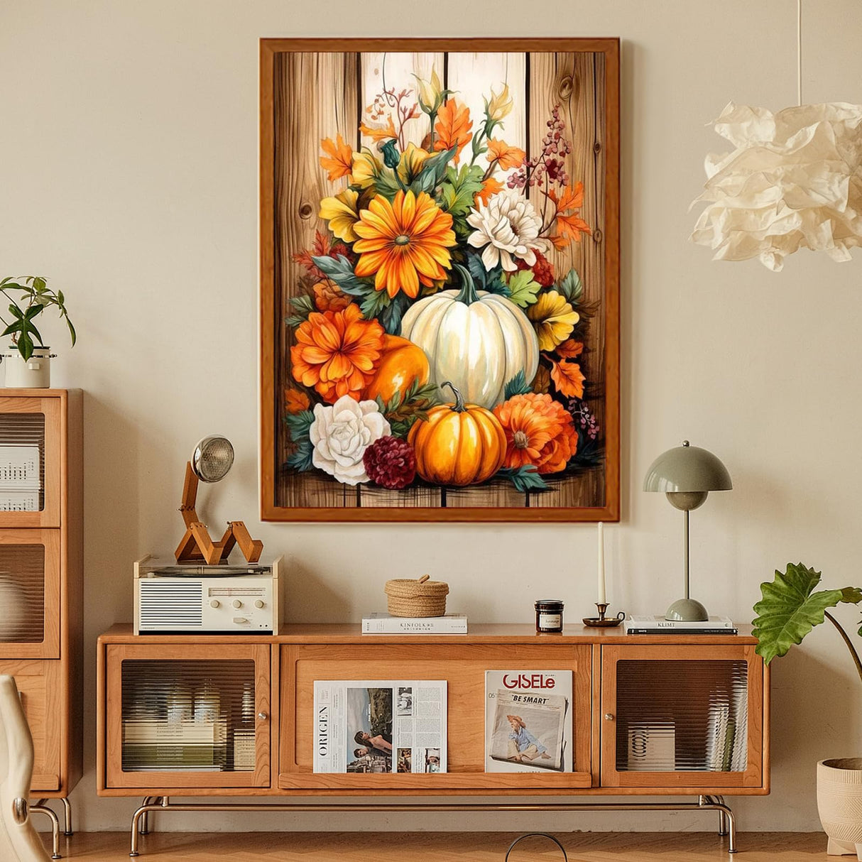 Pumpkin Diamond Art Kits for Adults, Fall Diamond Painting Kits for Adults Beginners, DIY 5D Diamond Painting with Round Gem Art Kits for Gift Home Wall Decor 12x16 Inch Fountor