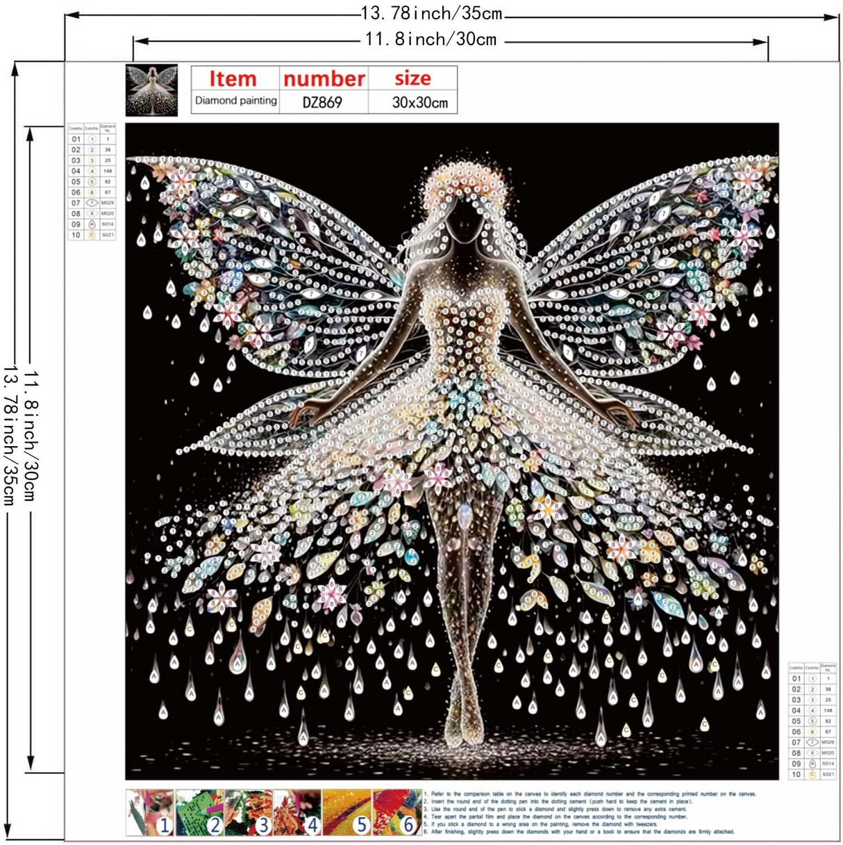 ZHUDENGXJL Fairy Diamond Art Kits for Beginners,Special Shape Angel Wings 5D Diamond Painting Kits for Adults,DIY Crystal Rhinestones Diamond Gem Art for Home Wall Decor 12×12Inch ZHUDENGXJL