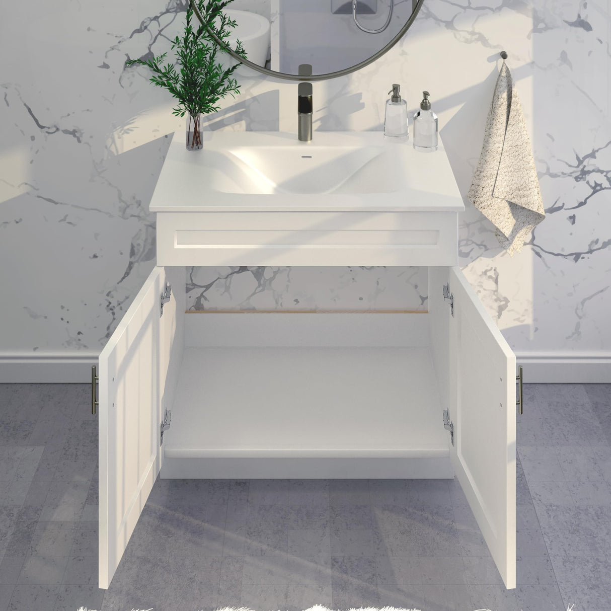 Bathroom Vanity Sink Base Ready-to-Assemble Bathroom Cabinet 24"/30'/36" Width (Vanity Base in White Shaker, 36 inch) Vanity Atelier