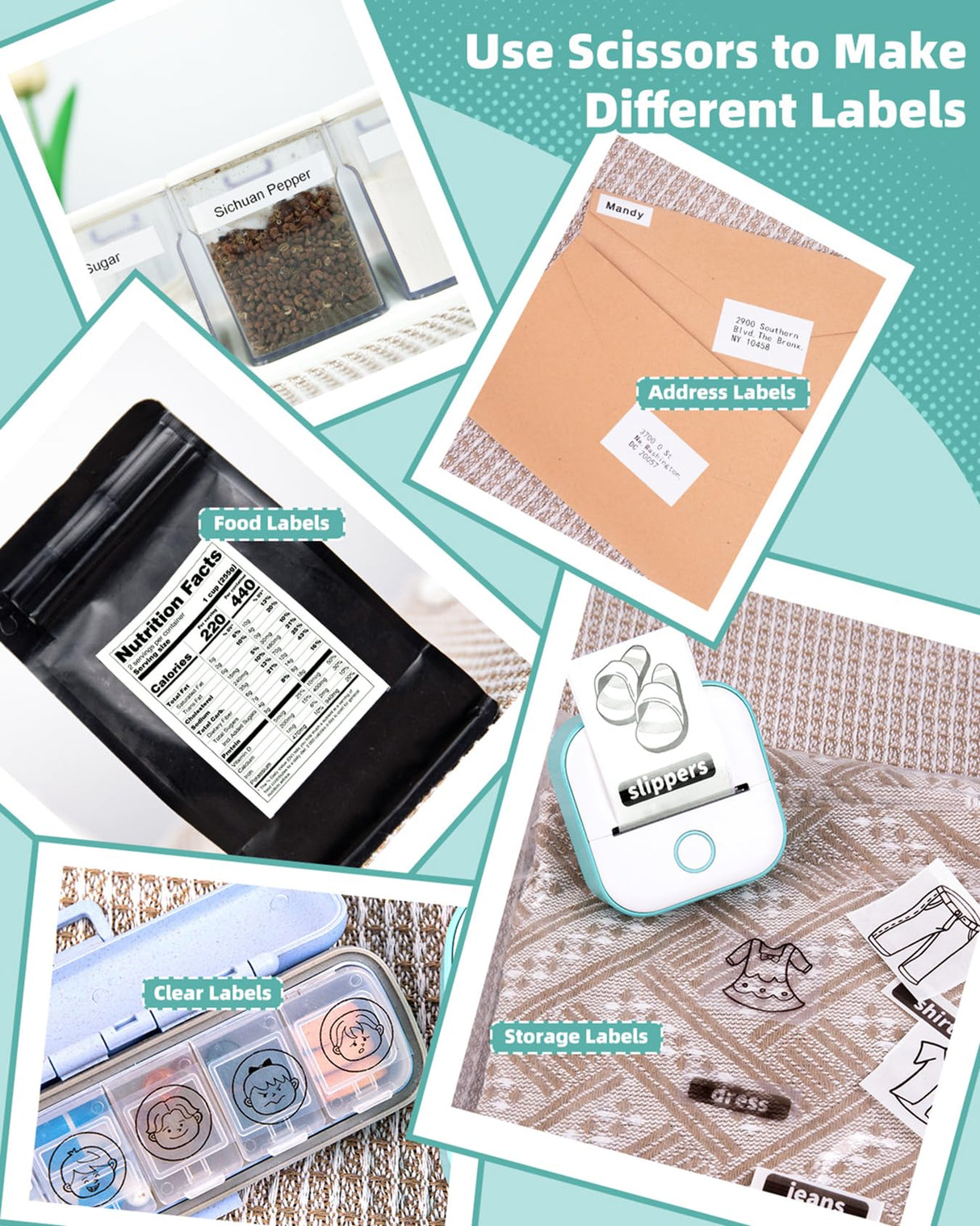 Memoking Sticker Printer - T02 Mini Portable Thermal Printer Inkless Sticker Maker Machine Bluetooth Pocket Label Maker for Study Graphics, Anatomical Diagrams, Photos, Students Memoking