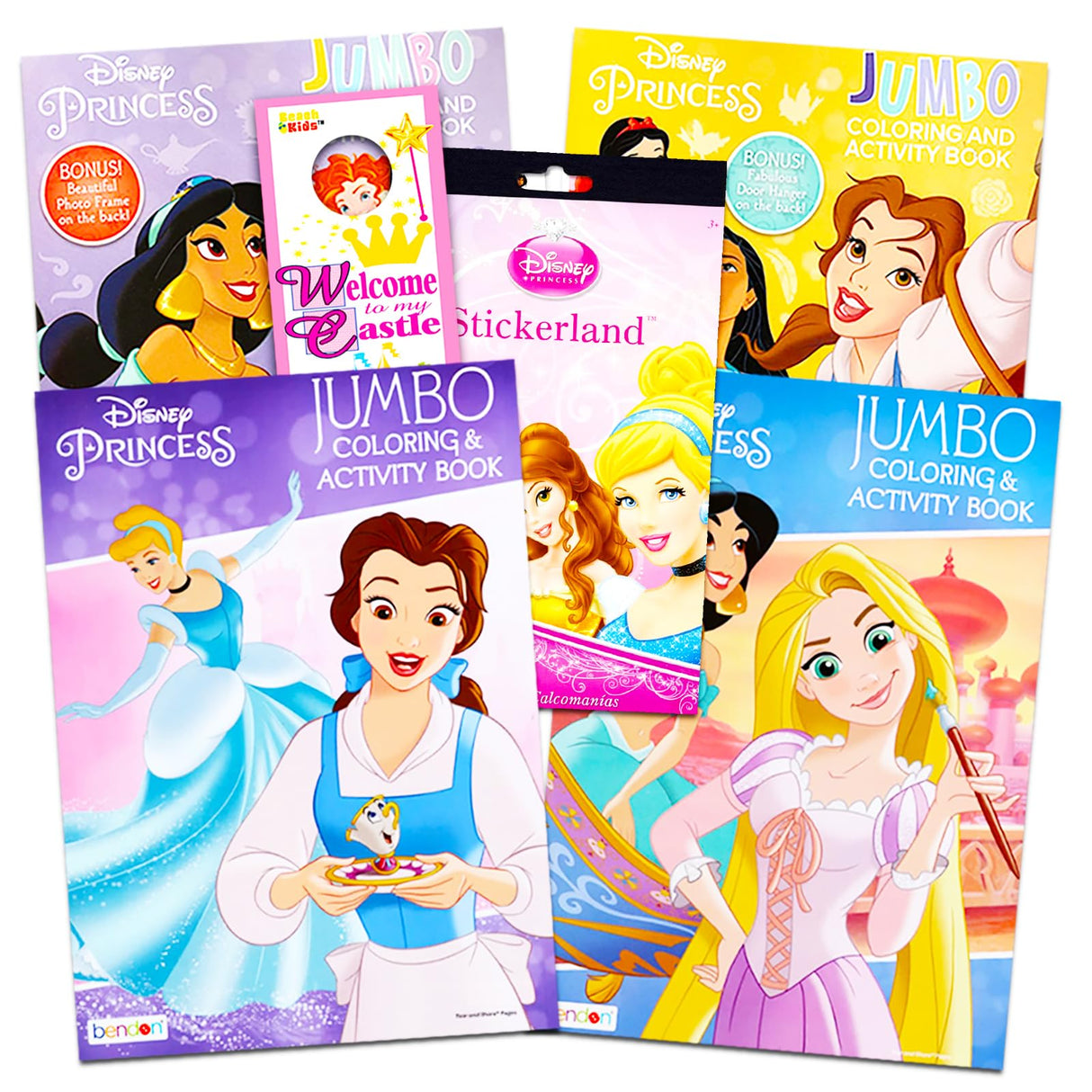 Disney Princess Coloring Book Super Set - Includes 4 Disney Princess Books Filled with Over 200 Coloring Pages and Activities and Over 175 Stickers Disney