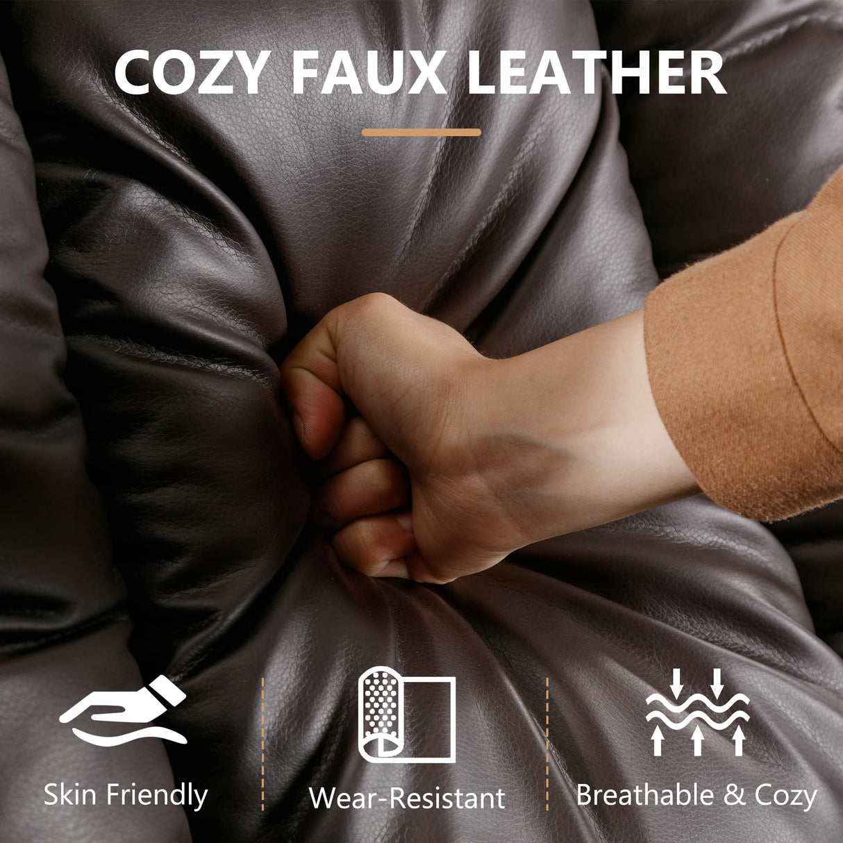 DRMBOOK Power Swivel Rocker Recliner Chairs, Electric Wall Hugger Reclining Sofa with Massage & Heat for Adults, Comfy Theater Seating Single Chair with LED Light/USB/Type-C Ports (Leather Brown) DRMBOOK