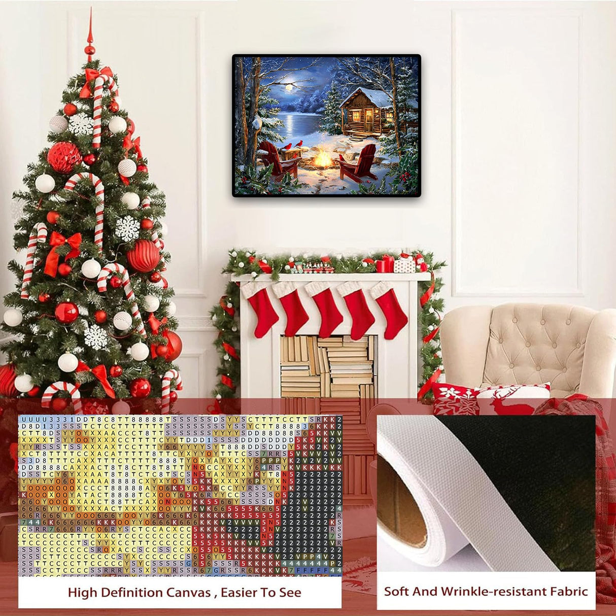 xackcme Lake Diamond Painting Kits for Adults, Winter Scenery Diamond Art Kits for Adults, Round 5D Snow Landscape Gem Art Kit for Adult DIY Crafts Kit Gift Sweet Home Wall Decor Gifts (16x12 inch) xackcme