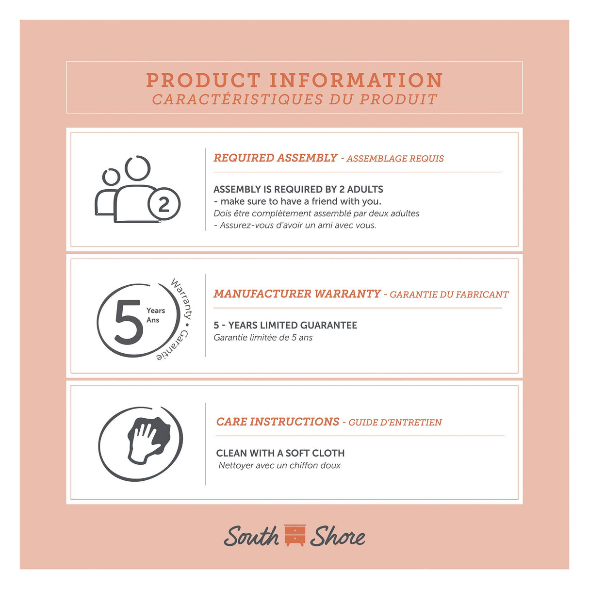 South Shore Vito Collection 5-Drawer Dresser, Black with Matte Nickel Handles, Pure Black South Shore