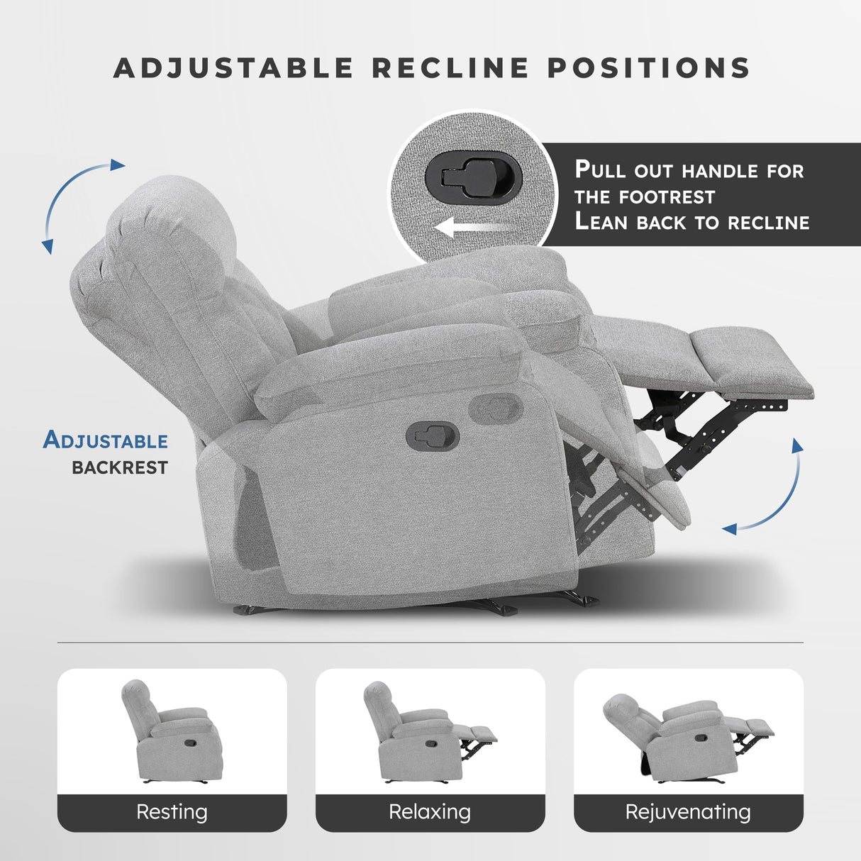 Lexicon Manual Double Recliner Loveseat for Living Room, Chenille Fabric Upholstered Reclining Sofa, Home Theater Seating, Easy Assembly, Recliner Love Seat Couch, Gray Lexicon