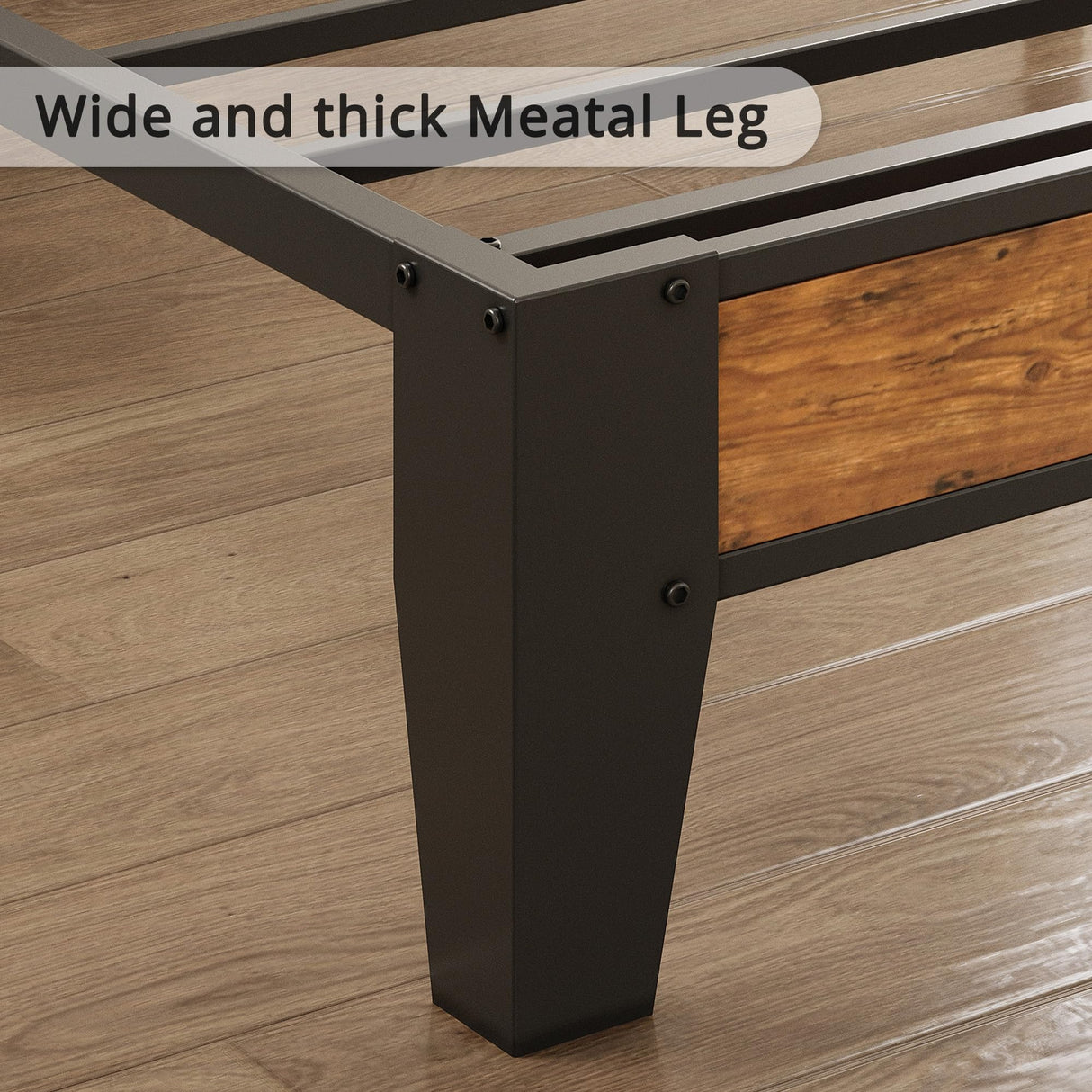 California King Bed Frame with Storage Headboard and Charging Station by LIKIMIO - Vintage Brown and Black LIKIMIO