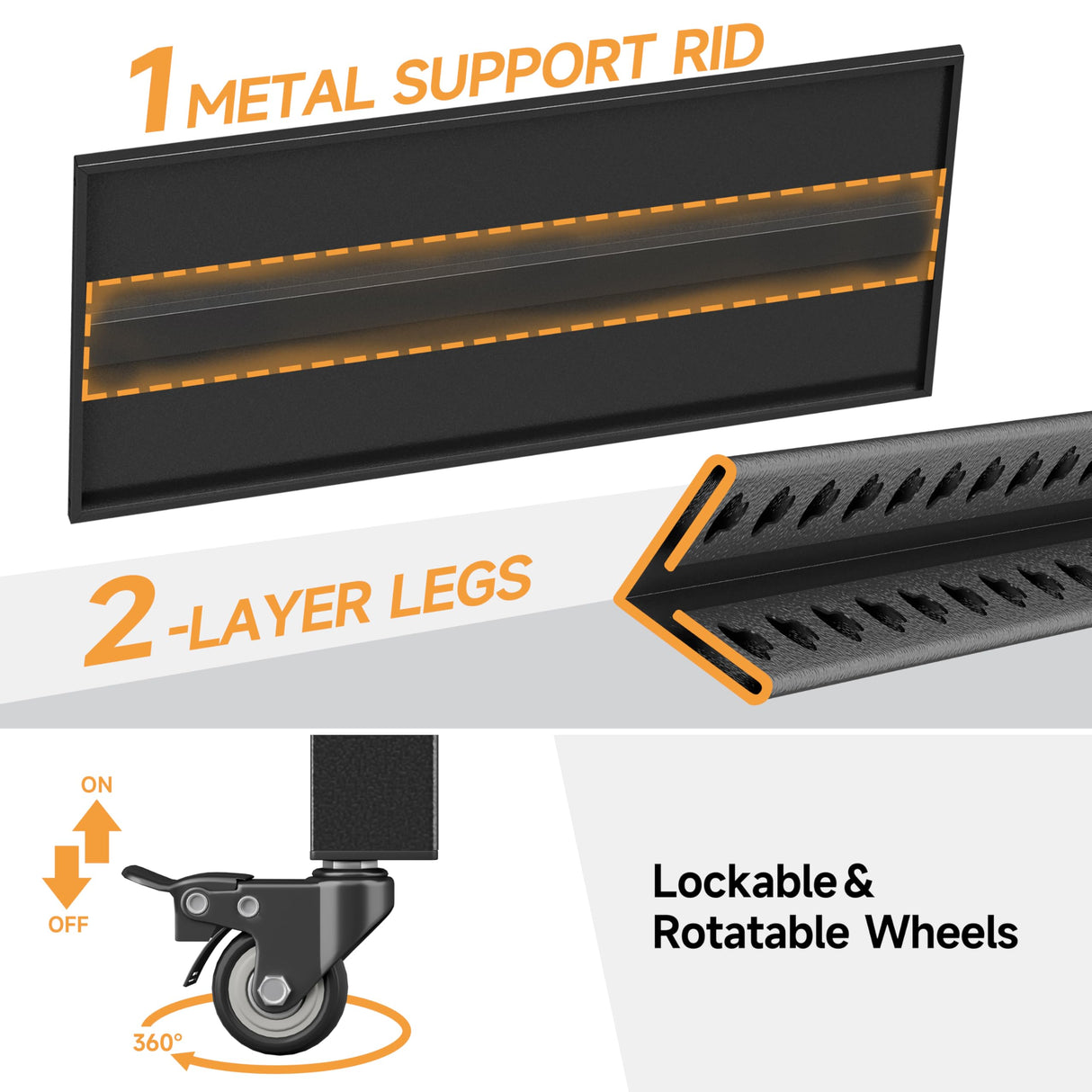 Workbench with Pegboard, 48" H Adjustable Heavy Duty Work Table with Wheels, Heavy Duty Workstation, Metal Tool Work Bench for Garage Warehouse Workshop Firstsky