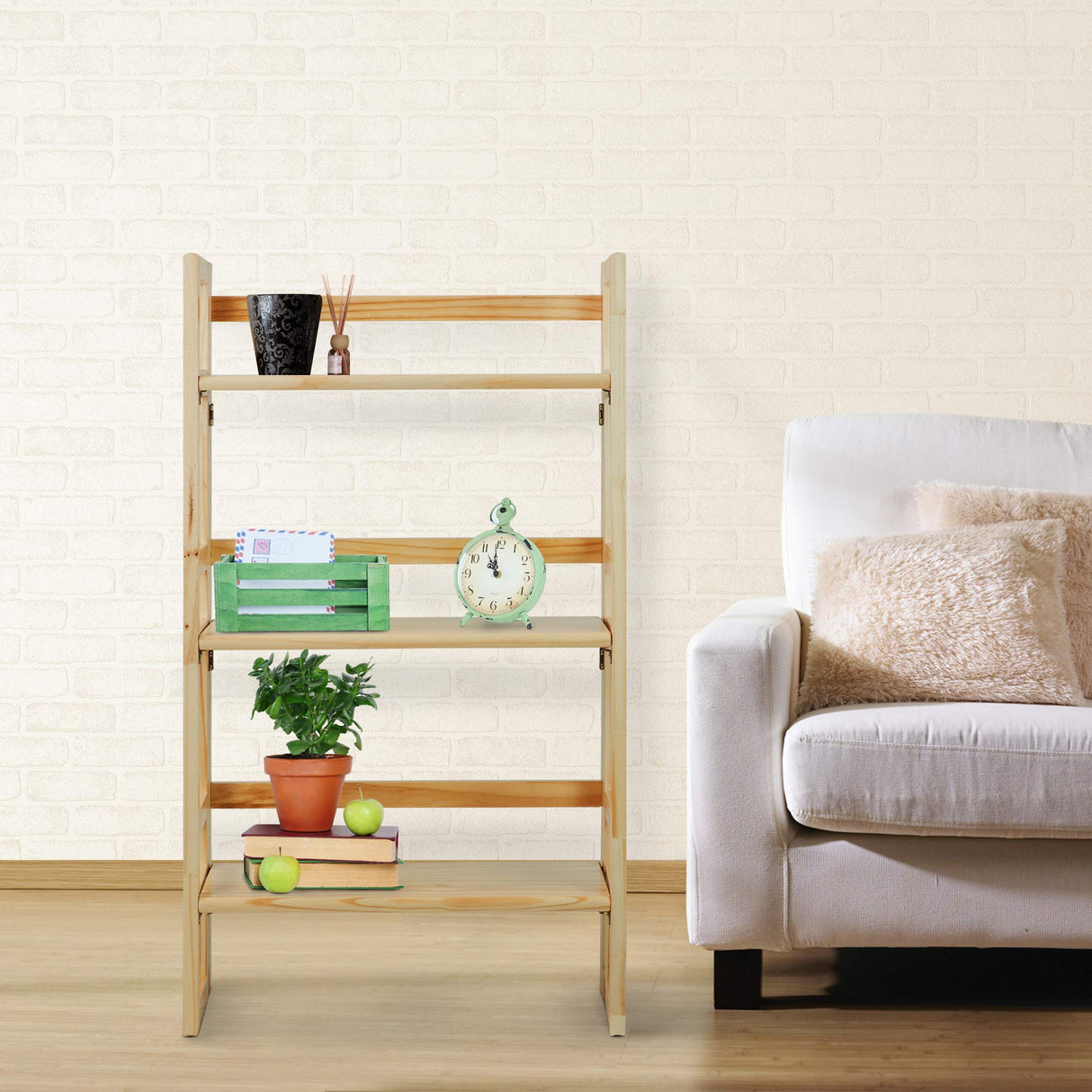 Casual Home 3-Shelf Folding Student Bookcase (20.75" Wide)-Natural Casual Home