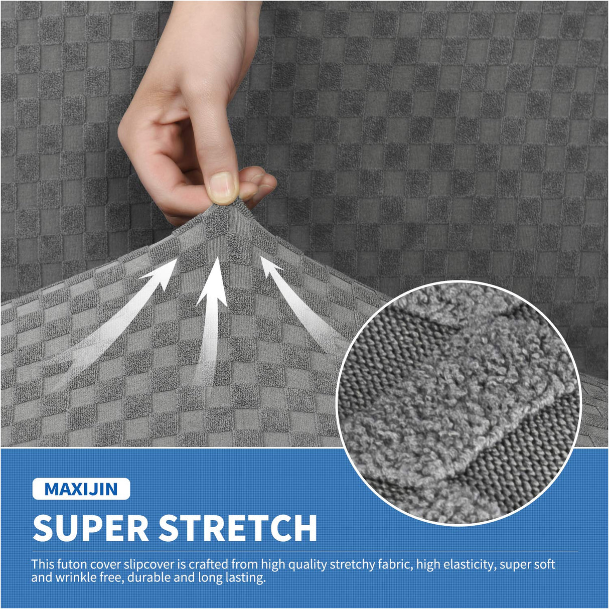 MAXIJIN Jacquard Futon Cover Stretch Armless Futon Sofa Cover Soft Futon Slipcover with Elastic Bottom Thick Sofa Bed Furniture Protector Covers for Washable Futon (Futon, Light Gray) MAXIJIN