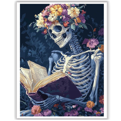 Ceiomez DIY Skull Paint by Numbers Kit for Adults, Skeleton Paint by Numbers for Adults, Halloween Adult Paint by Number Kits on Canvas for Home Decor Gift Art Work 16x20in