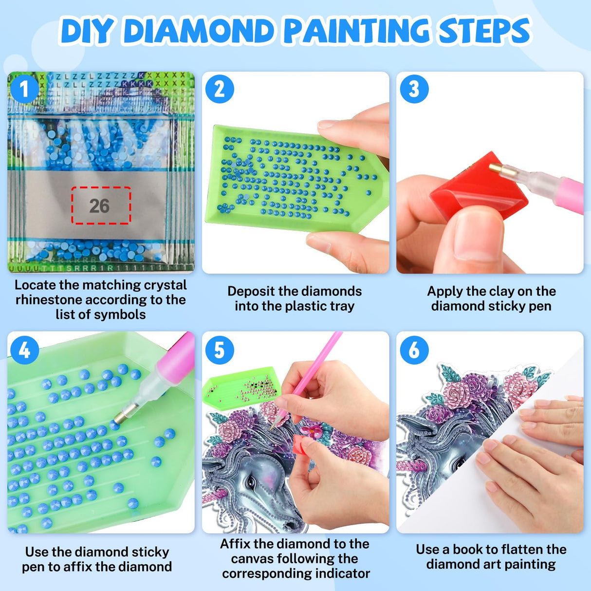 Bowetile Horse Diamond Art Hanging Kits for Adults Kids, 5D Special Shape Diamond Painting Flowers Pendant Kits, Animal Gem Art Suncatchers Painting Window Ornament for Home Garden Wall Decor Bowetile