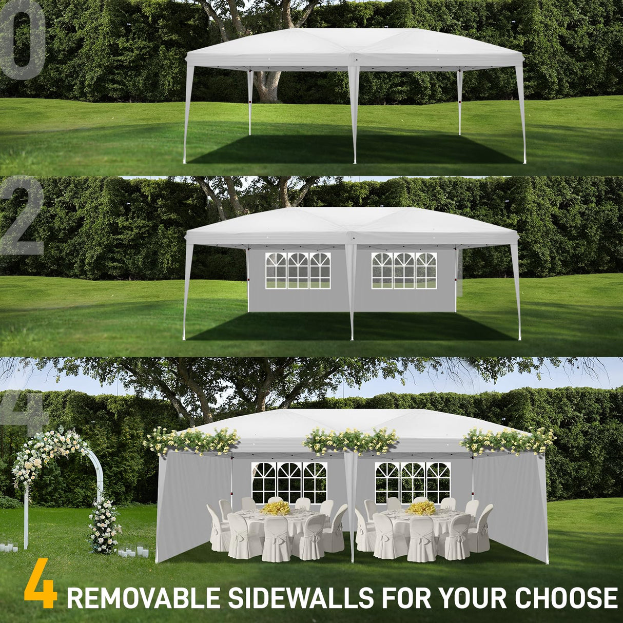Outvita 10x20ft Ez Pop Up Canopy, Portable Instant Canopy Tent with 4 SideWalls for Outdoor Events, Party, Wedding, Birthday,Graduation Outvita