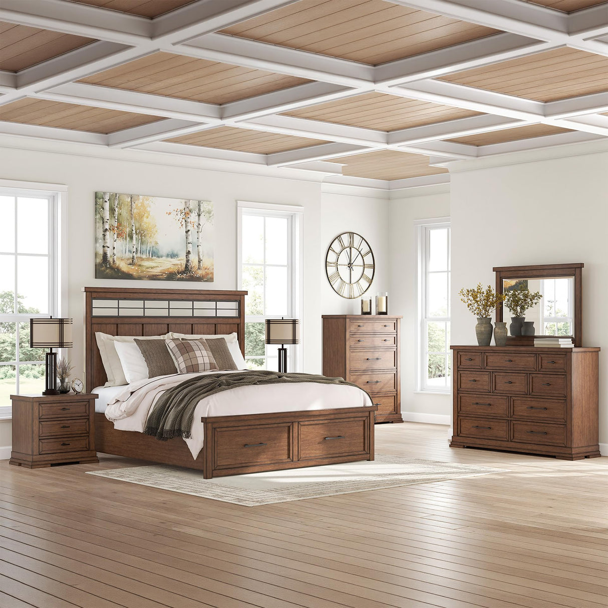 Signature Design by Ashley Taffenbrook Farmhouse 10-Drawer Bedroom Dresser with Felt-Lined Top Drawer for Jewelry and Delicates, Easy Glide Drawers, Picture Frame Moulding, Black Handles, Dark Brown Signature Design by Ashley