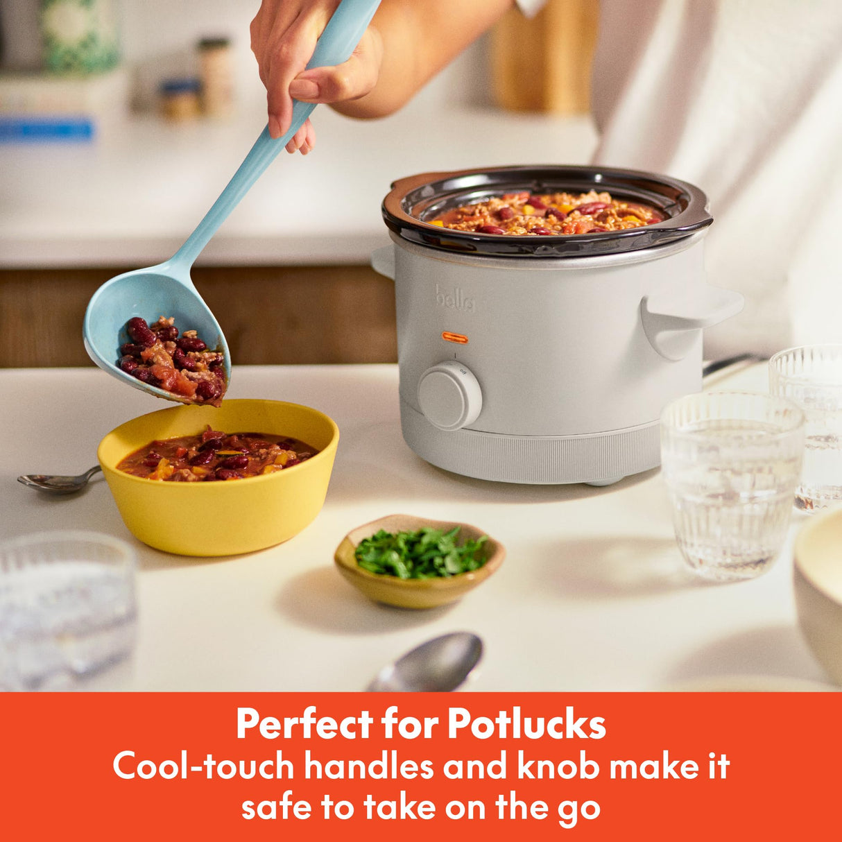 bella 1.5 Qt Slow Cooker with 3 Heat Manual Control, EverGood™ Ceramic Nonstick Coating, Dishwasher Safe Stoneware Pot and Tempered Glass Lid, Tangle Free Cord Wrap & Cool Touch Handles, Oatmilk BELLA