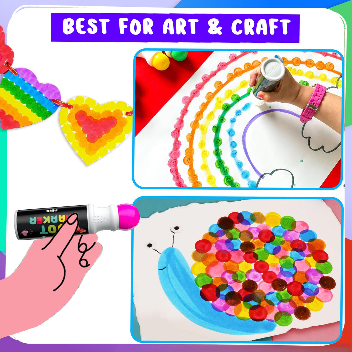 Chalkola 6 Washable Dot Markers for Toddlers 1-3 | Non Toxic Bingo Daubers for Toddlers 2-4 | Preschool, Kindergarten Paint Stamp Markers Set - Dot Art and Crafts Supplies for Kids Chalkola