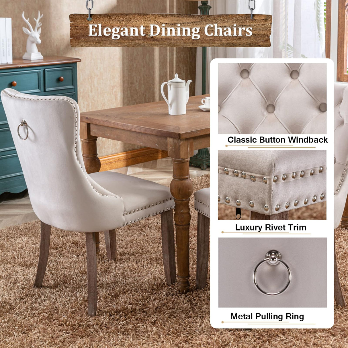 63"-94" Large Extendable Dining Room Table Set for 10, 11-Piece Oval Dining Table Set with 10 Beige Upholstered Chairs, Space Saving Farmhouse Expandable Kitchen Table Set with Fluted Wood Base Pvillez