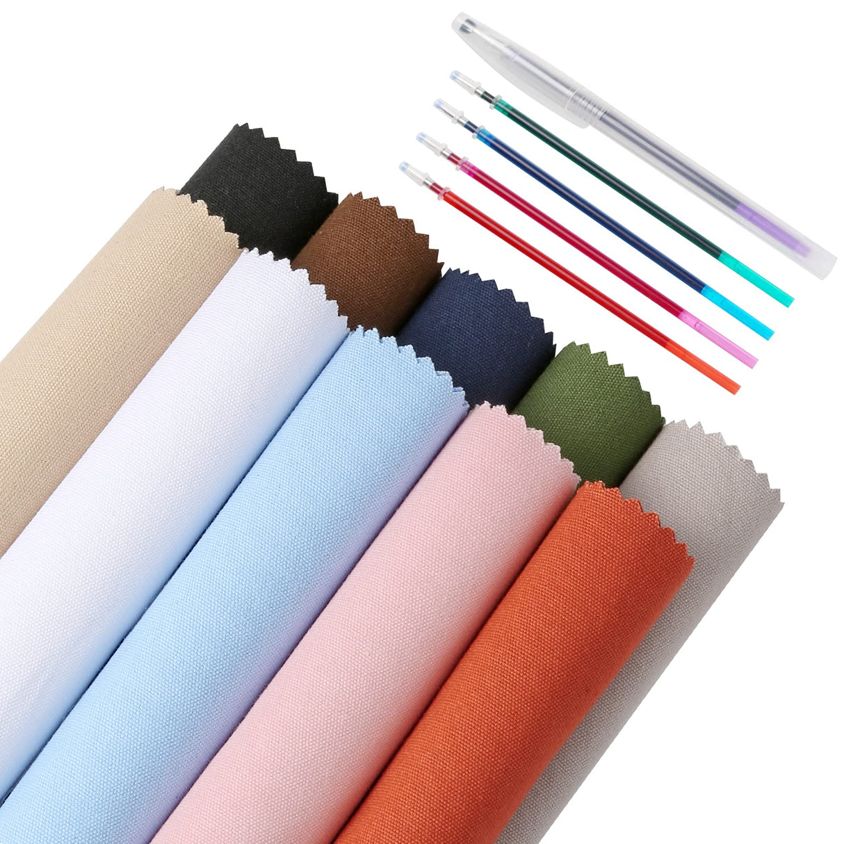 Caydo 10 Pieces Embroidery Fabric, Including 10 Colors Embroidery Cotton Fabric, 5 Colors Water-Soluble Pens, 7.9 by 7.9 Inch Caydo