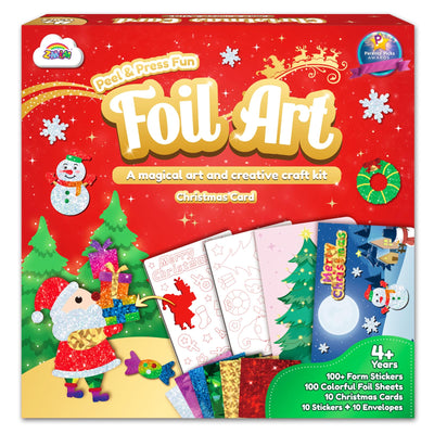 ZMLM Christmas Crafts Games for Kids - Foil Arts Fun Christmas Cards - No Mess Foil Art Creative Activity Kits - Christmas Toys Gifts for 4 5 6 7 8 9 10 Girls Boys - with Envelopes and Stickers