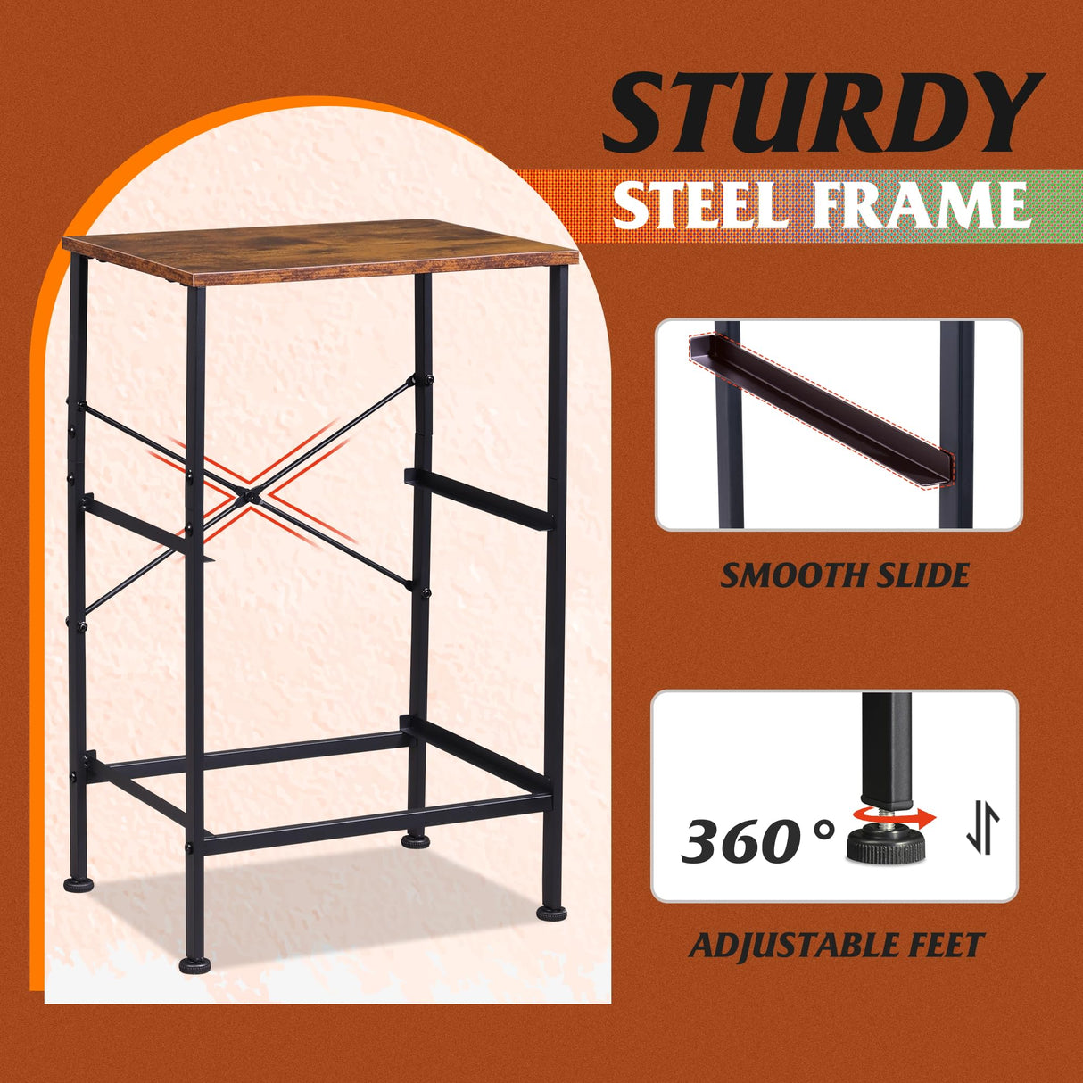 WLIVE Night Stand with Drawers, Dresser for Bedroom with 2 Fabric Drawer, Small Bedside Tables, Nightstand End Table Furniture, College Dorm, Rustic Brown Wood Grain Print, Size L WLIVE