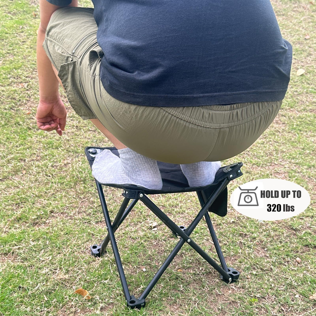 Opliy Camping Stool 2 Pack,13 Inch Portable Folding Stool for Outdoor Gardening and Beach Hiking Fishing,Foot Stool with Carry Bag (Black) Opliy