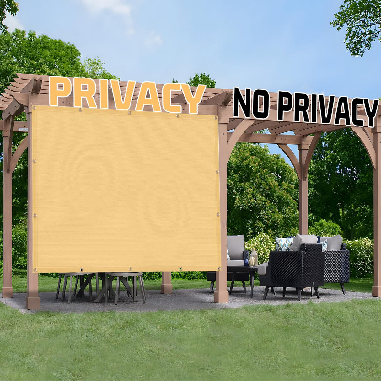 SUNNY GUARD Shade Cloth Custom Size 12x15 FT Sun Shade Screen Fabric Shade Cover Tarp with Grommets for Pergola Backyard Garden, Sand(We Customized) SUNNY GUARD