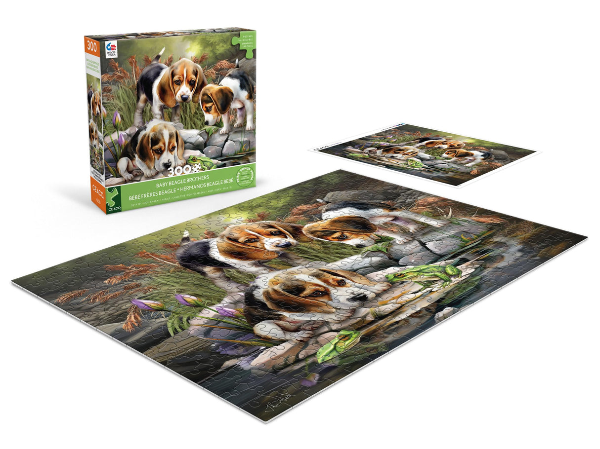 Ceaco - Tom Wood - Baby Beagle Brothers - 300 Oversized Piece Jigsaw Puzzle Ceaco