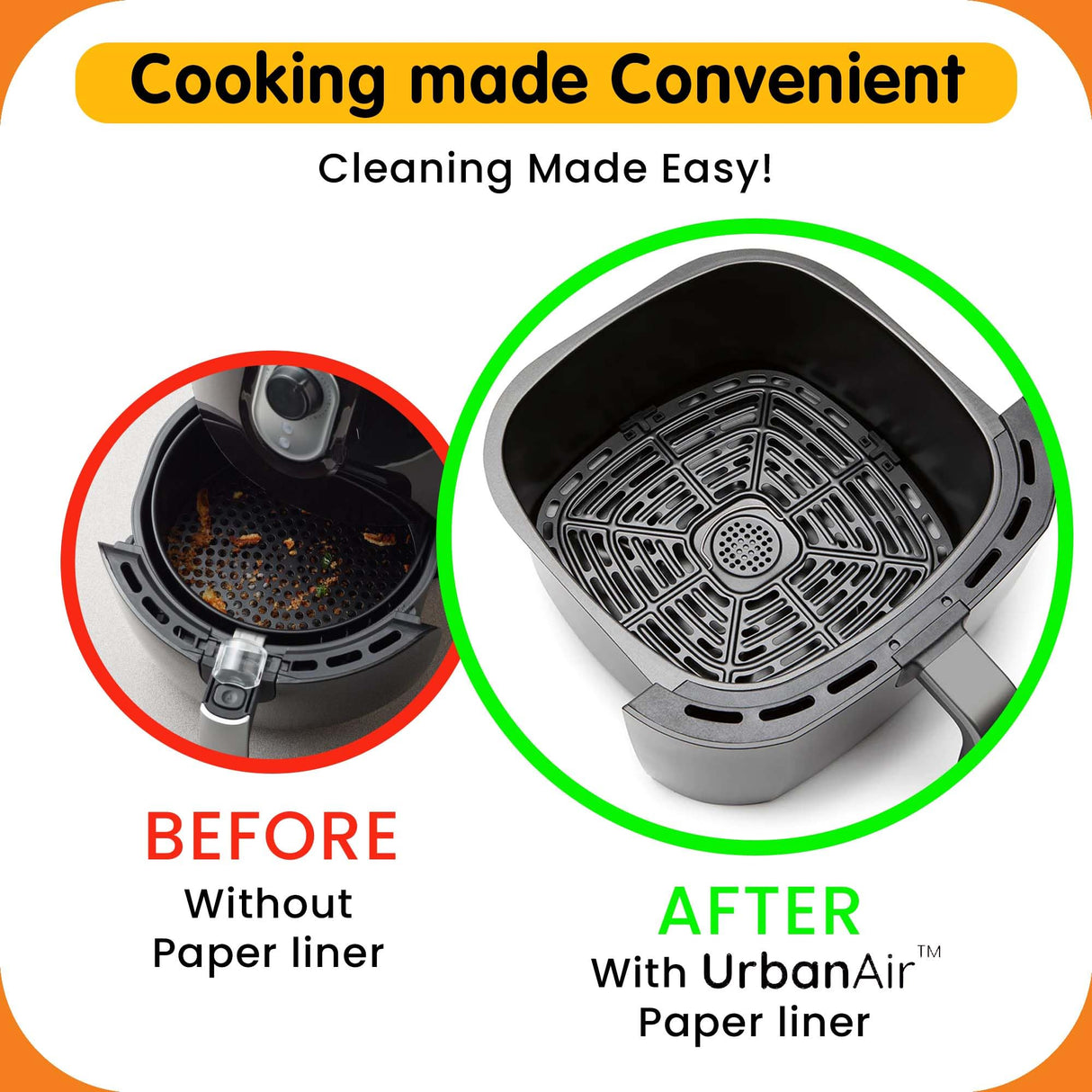 8-Inch Square 125pcs Air Fryer Paper Liners for Easy Cleanup - Non-Stick, Heat-Resistant, and Perfect Fit for Hassle-Free Cooking | Bleach-Free Parchment| (8 In/20cm) URBANAIR