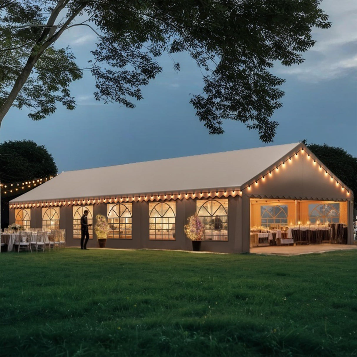 YITAHOME 20x40 ft Party Tent Outdoor Wedding Event Shelters Heavy Duty Upgraded Galvanized Canopy with Large White Roof, Removable Sidewalls & 4 Storage Bags YITAHOME