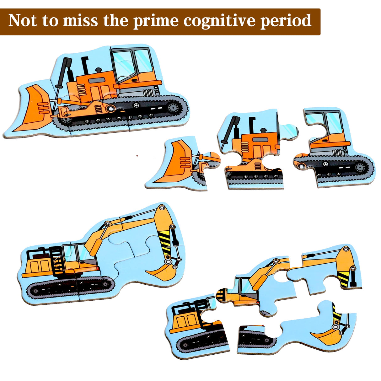 Magnetic Puzzles for Kids Ages 1-3, Travel Toddler Puzzles Ages 2-4 Year, Excavator Refrigerator Magnet for Kids Learning Gift for Road Trip QimuMku