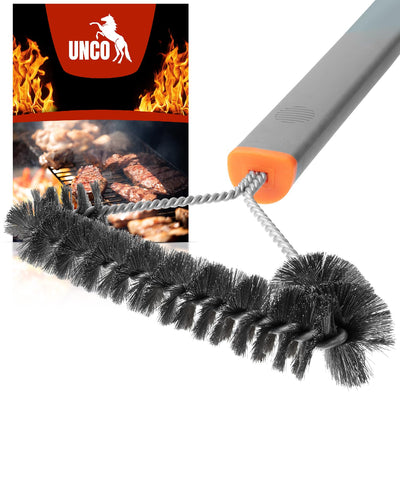 UNCO- 3-Sided Grill Brush Stainless Steel, 12.2", BBQ Grill Brush for Outdoor Grill Cleaning Brush, BBQ Brush, BBQ Brushes for Grill Cleaner Brush, Grill Scraper for Outdoor Grill Brushes