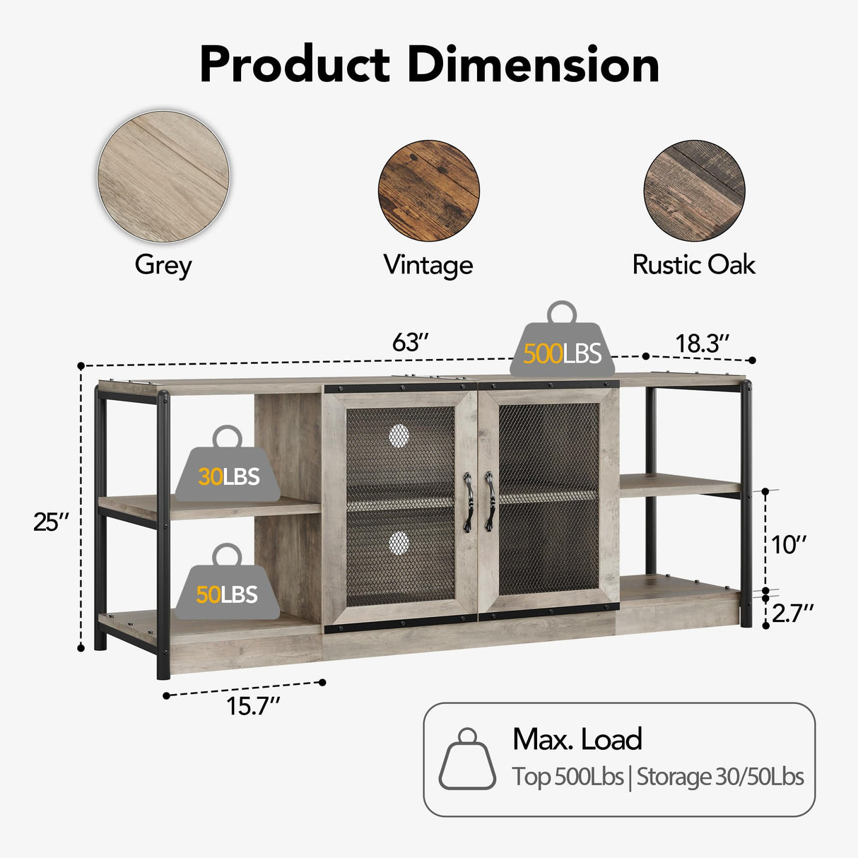 IDEALHOUSE Farmhouse TV Stand for 65/75 Inch TVs, Entertainment Center with Storage Cabinet, Industrial Media Console Table, Furniture for Living Room, Grey IDEALHOUSE