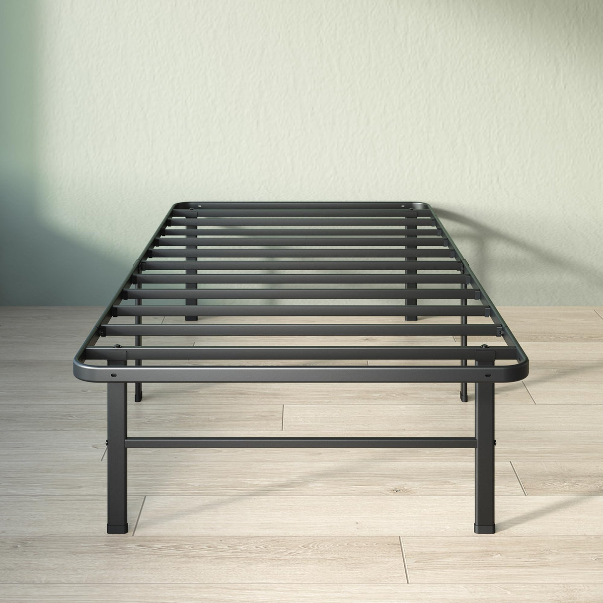 ZINUS Rumi 14in Twin Metal Bed Frame, Quick Assembly SmartBase® Mattress Foundation, Heavy Duty Sturdy Steel with No Box Spring Needed, Eco-Friendly Packaging, Black ZINUS