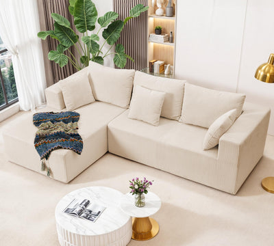 Modular Sectional Sofa, Cloud Sectional Couch with L-Shape Chaise, Modular Sofa with Deep Seat, Upholstered Couches Boneless Sofa for Living Room, White(Left Facing Chaise)