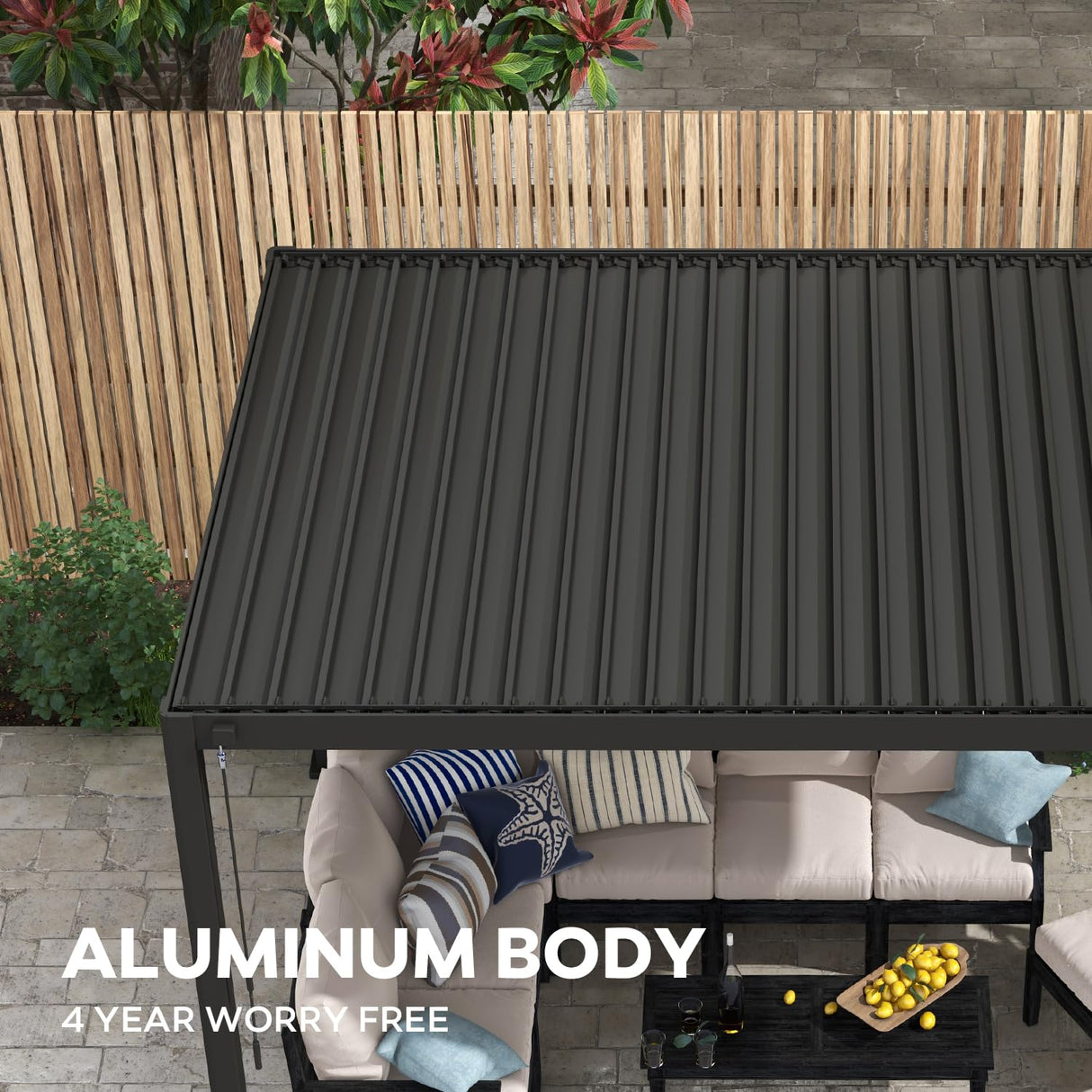 Mirador 111S Round Louvered Pergola Gazebo, 10Ft x 13Ft, Full Aluminum Frame, Adjustable Roof, Outdoor, Durable, Charcoal MIRADOR