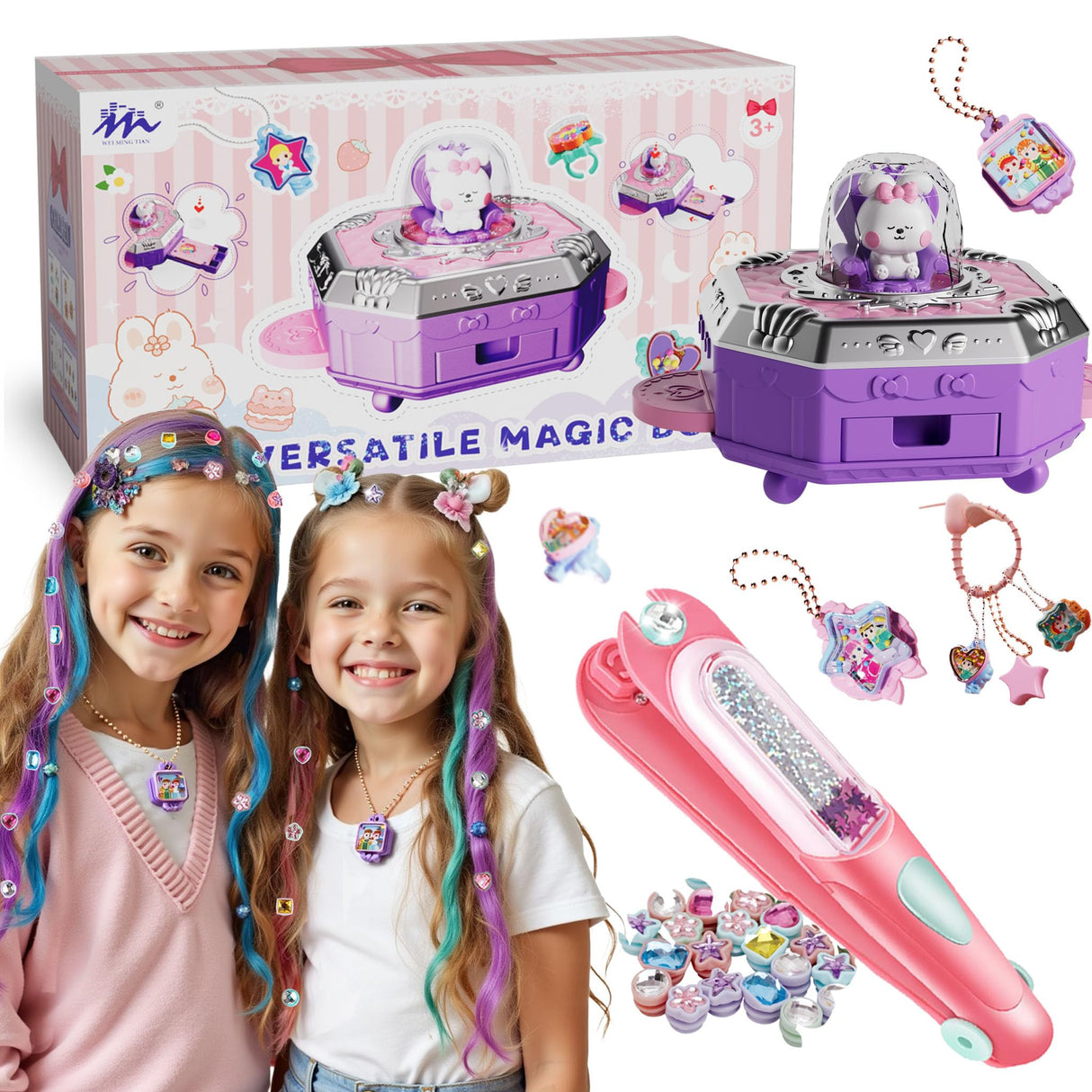 Jewelry Making Kit & Hair Gem Stamper for Girls 6-12, DIY Necklace & Bracelet Making Kit, Princess Crafts & Fashion Designer Kits for Kids Ages 6-12, Birthday Gift GrandSail