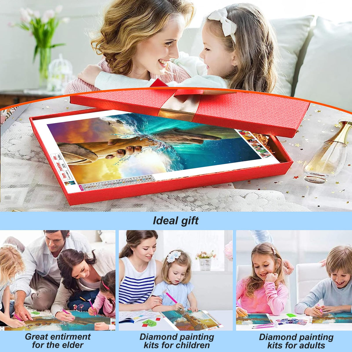 Acudotr Diamond Painting Kits for Adults, 5D DIY Diamond Art Kits for Beginners, Full Drill Diamond Painting Kits for Home Wall Decor, Helping Hand, 12x16 Inch Acudotr