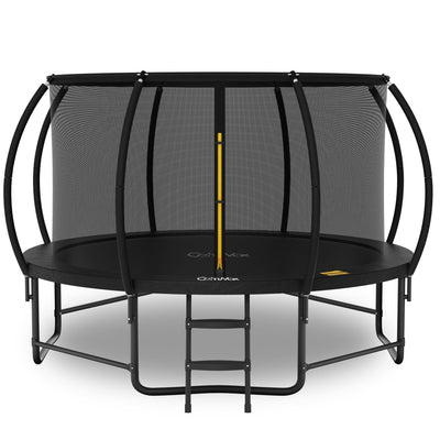 14FT Trampoline with Safety Enclosure, Anti-Rust Coating – ASTM Certified, Heavy-Duty Outdoor Trampoline with Ladder – for Kids & Adults, Black