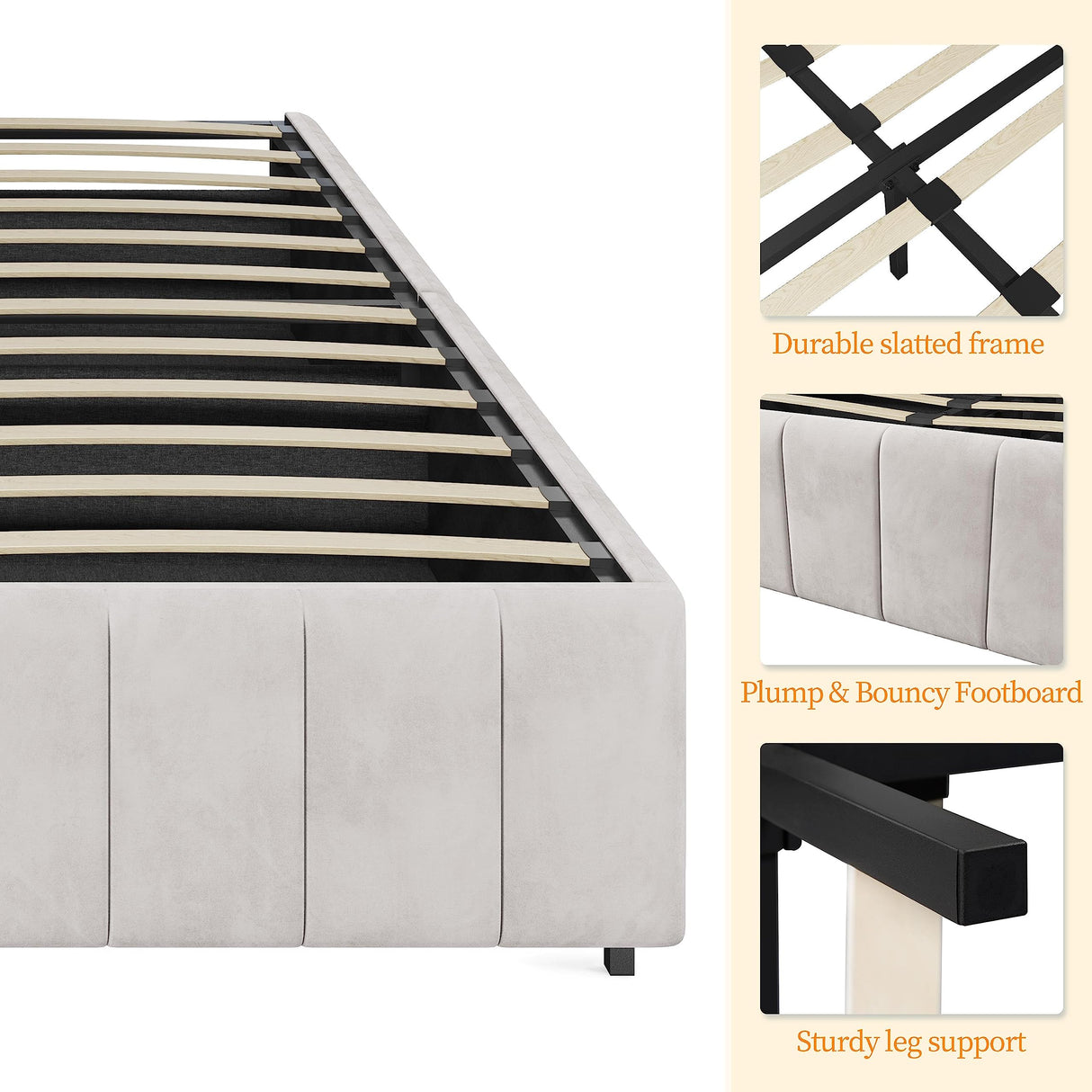 Yaheetech Upholstered Queen Bed Frame with 4 Storage Drawers and Modern Design Yaheetech