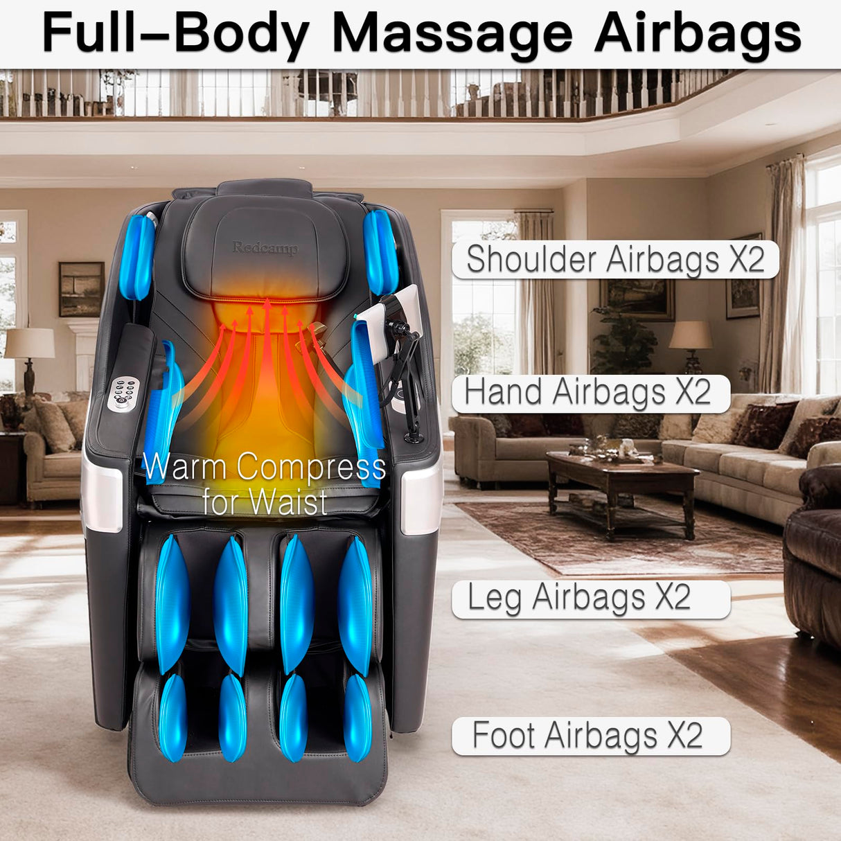Full Body Massage Chair, Featuring Zero-Gravity SL Track, 6 Types of 3D Mechanical Massage Techniques, 5 Level Heating Function, 5 Level Airbag Massage,Bluetooth Connectivity, Wireless Phone Charging Generic